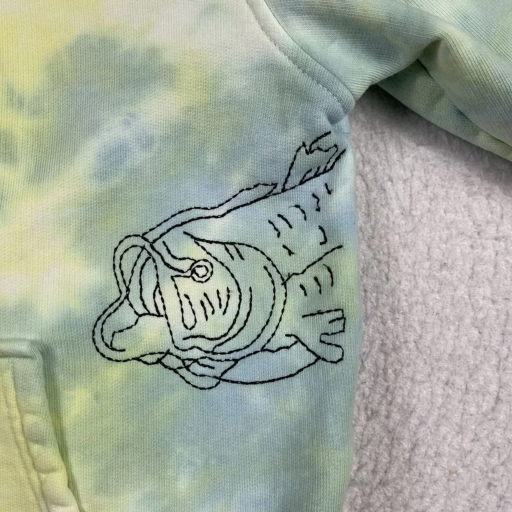 Levi's Hoodie Mens XS Yellow Blue‎ Tie Dye Frog Lizard Relaxed Pullover 38479